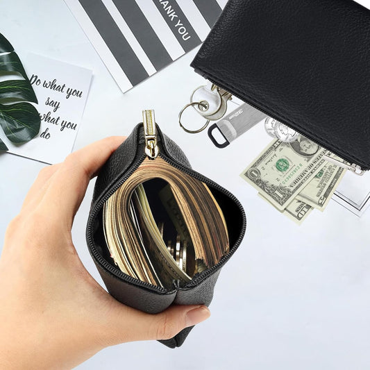 4Pcs Small Coin Purse,Leather Zipper Pouch Change Purse with Zipper Coin Pouch F