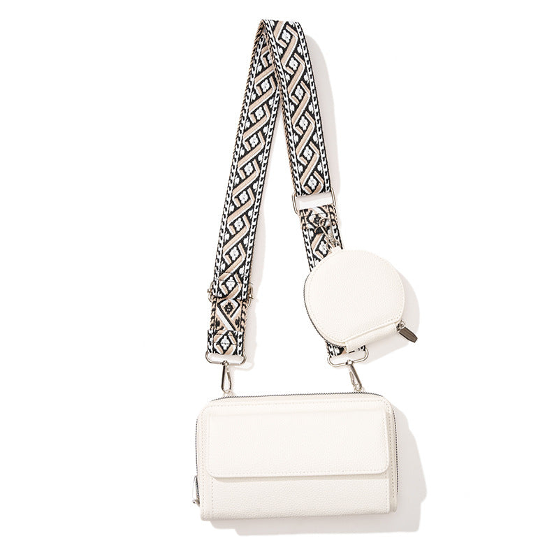 One-Shoulder Crossbody Mobile Phone Bag Multi-Functional Wide Shoulder Strap Bag