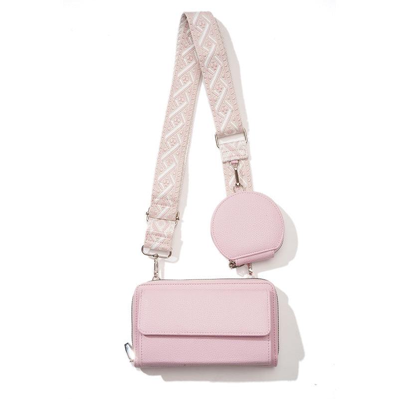 One-Shoulder Crossbody Mobile Phone Bag Multi-Functional Wide Shoulder Strap Bag