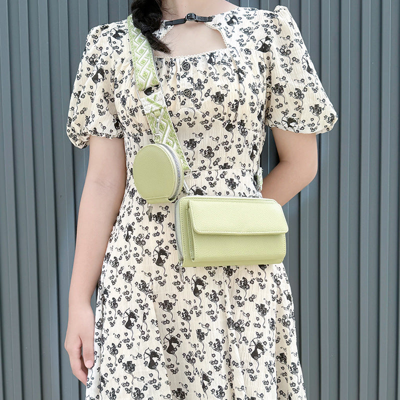 One-Shoulder Crossbody Mobile Phone Bag Multi-Functional Wide Shoulder Strap Bag