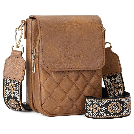 Crossbody Bags for Women Trendy Leather Triple Compartment Cell Phone Shoulder Wallet Purses with Card Slots