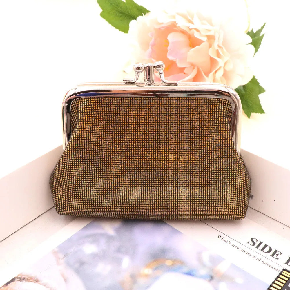 Women Coin Purse Retro Double Layer Pu Bright Grid Short Wallet New Arrival Ladies Girls Student Creative Mini Money Bag Handbag