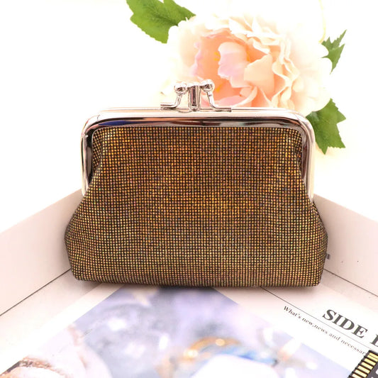 Women Coin Purse Retro Double Layer Pu Bright Grid Short Wallet New Arrival Ladies Girls Student Creative Mini Money Bag Handbag