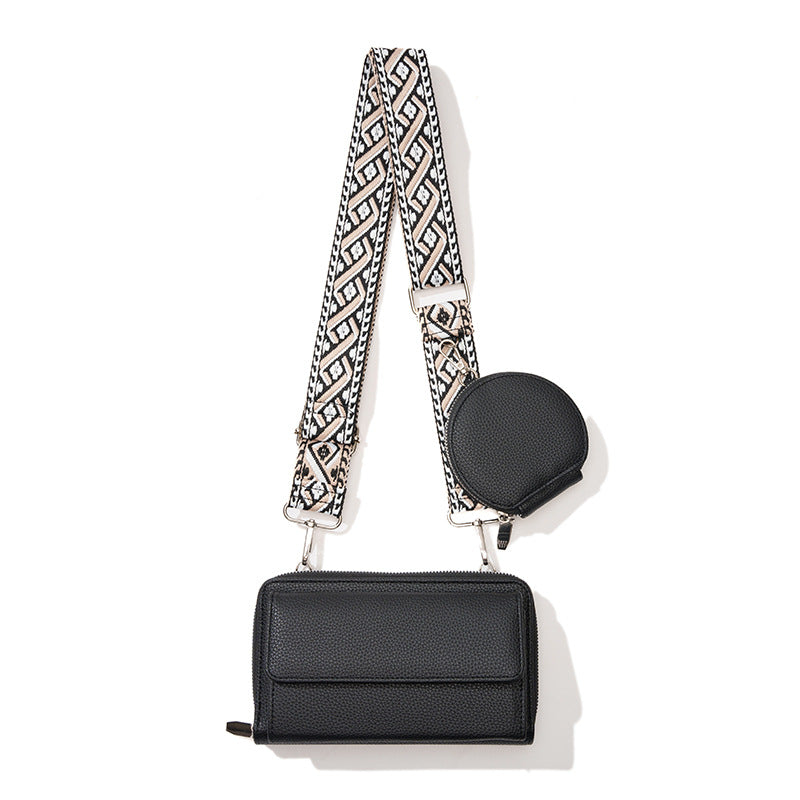 One-Shoulder Crossbody Mobile Phone Bag Multi-Functional Wide Shoulder Strap Bag