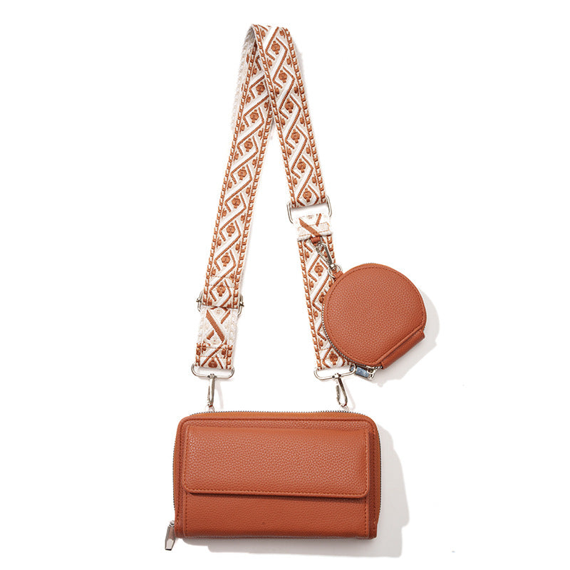 One-Shoulder Crossbody Mobile Phone Bag Multi-Functional Wide Shoulder Strap Bag