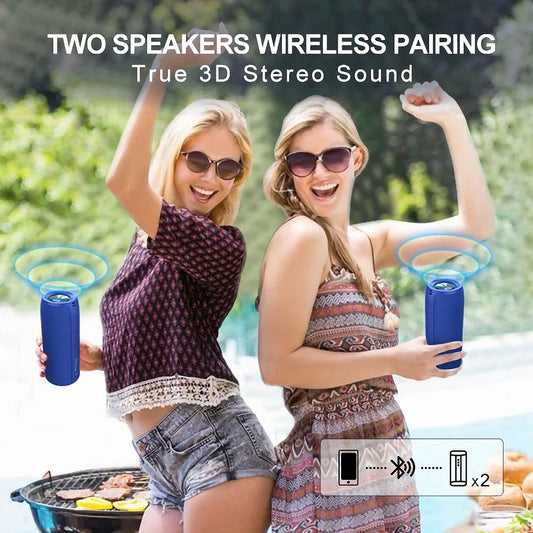Portable Bluetooth Speaker IPX5 Waterproof, 24W Loud Sound, Deep Bass, Bluetooth 5.3, Wireless Stereo Pairing, 30H Playtime, for Home/Outdoor/Party/Beach, Birthday Gift