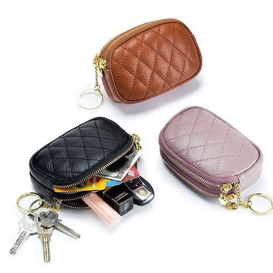 Cute Pu Mini Bag Coin Purse Key Ring Bag Pendant Storage Bag Double Zipper Large Capacity Earphone Storage Card Holder