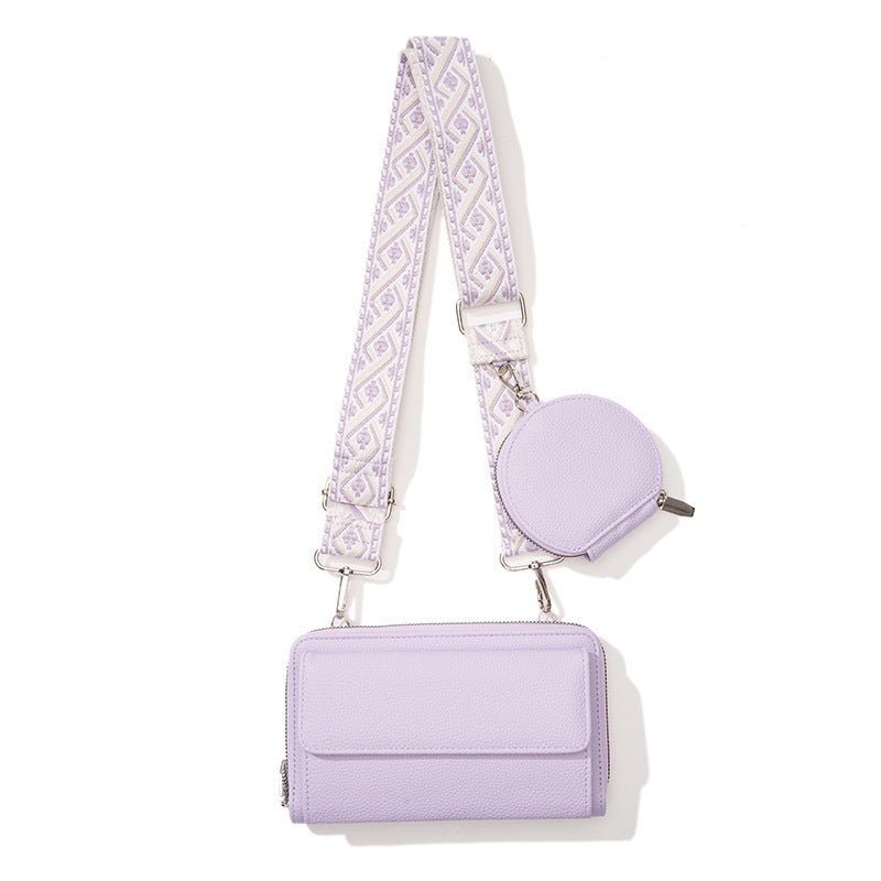 One-Shoulder Crossbody Mobile Phone Bag Multi-Functional Wide Shoulder Strap Bag