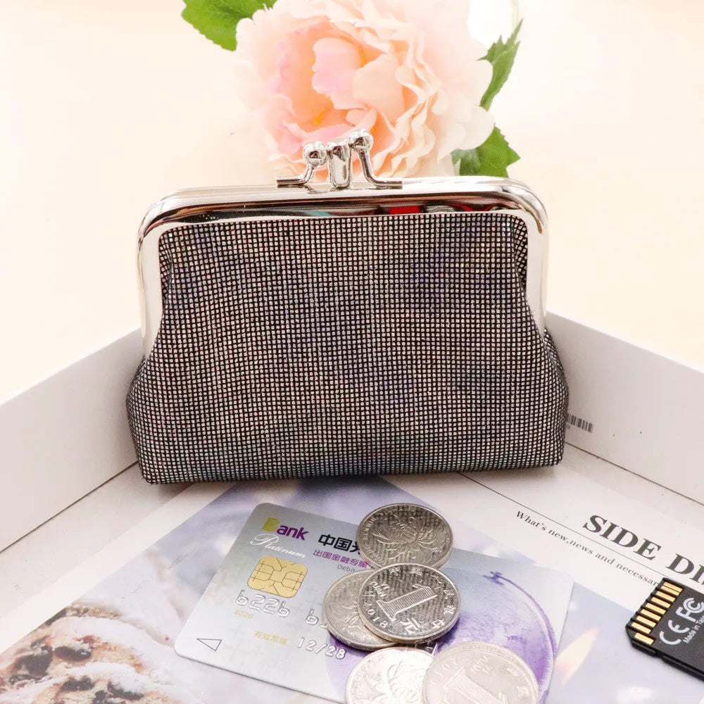 Women Coin Purse Retro Double Layer Pu Bright Grid Short Wallet New Arrival Ladies Girls Student Creative Mini Money Bag Handbag