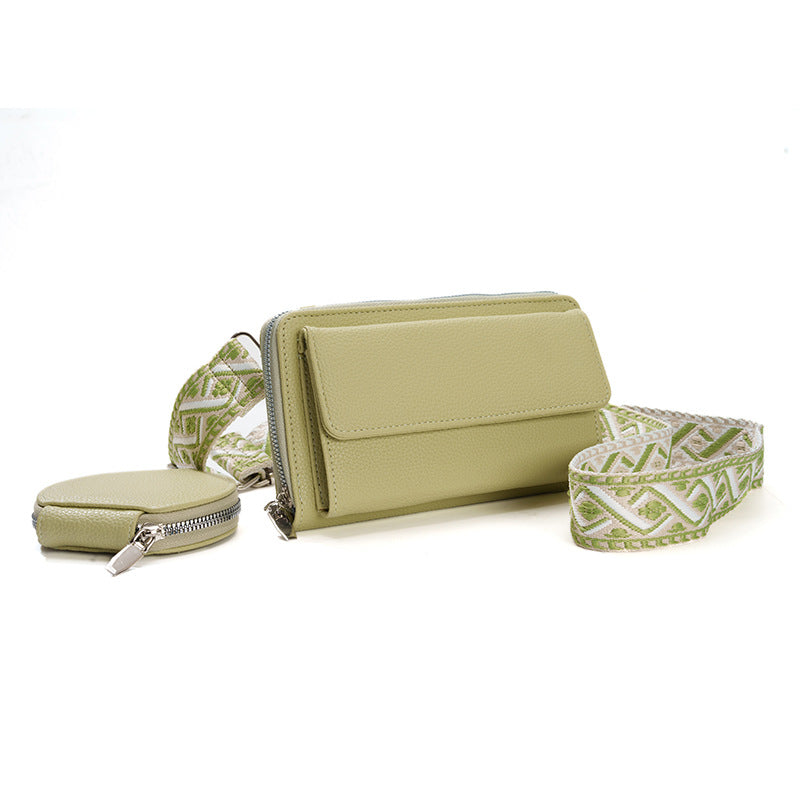 One-Shoulder Crossbody Mobile Phone Bag Multi-Functional Wide Shoulder Strap Bag