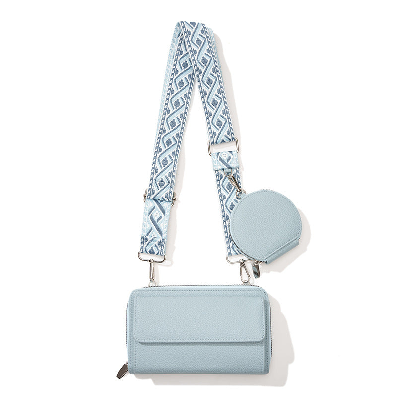 One-Shoulder Crossbody Mobile Phone Bag Multi-Functional Wide Shoulder Strap Bag