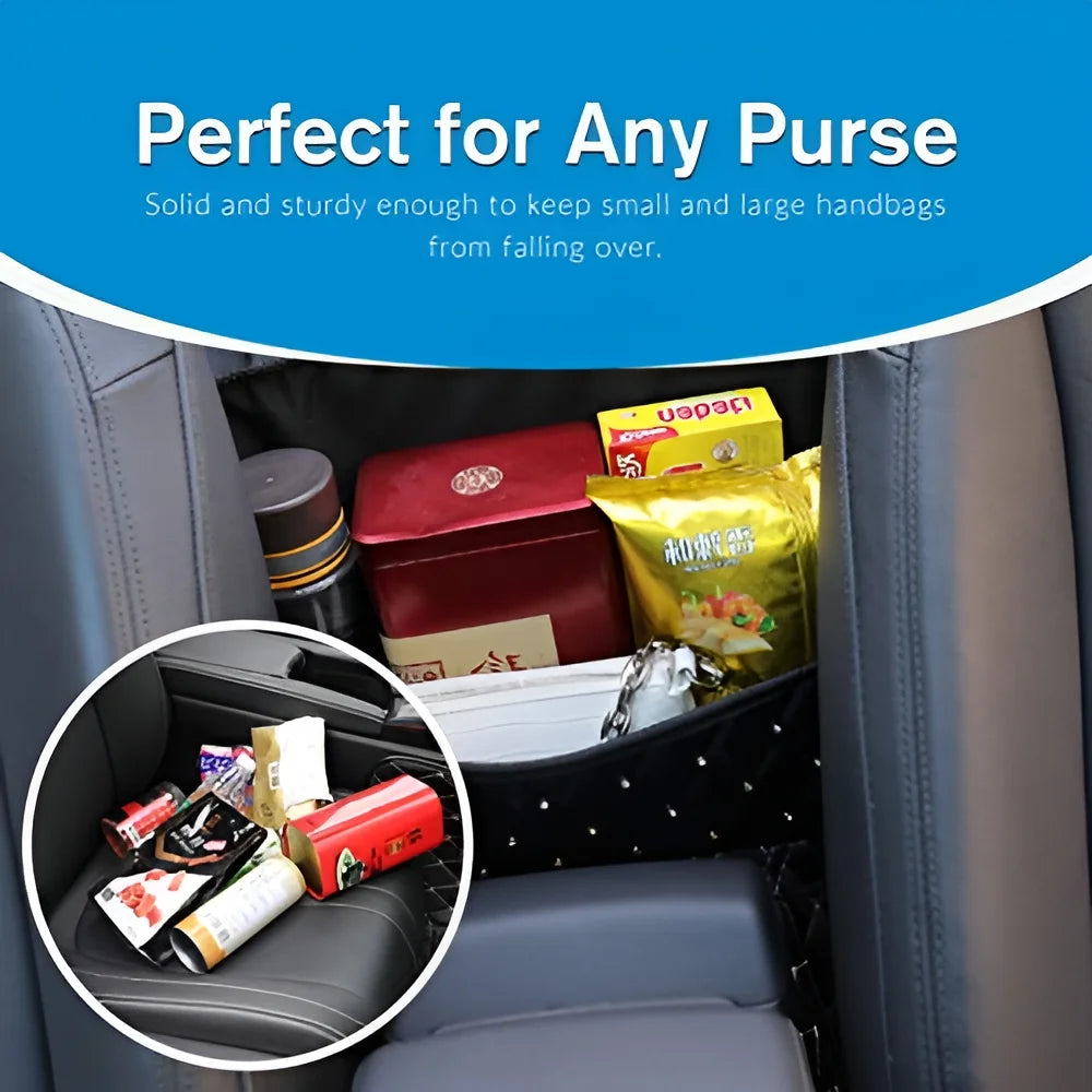 Purse Holder for Cars - Car Purse Handbag Holder between Seats - Auto Storage Accessories for Women Interior - Automotive Consoles and Organizers Net Pocket for Front Seat